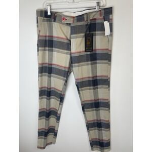 DJ‎ Plus By Aron Imani Pants Mens 46 38W Plaid Straight Leg Dress Golf Pants